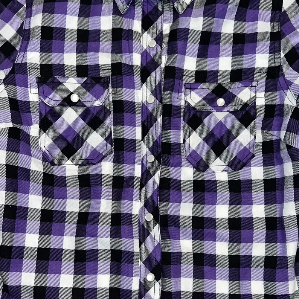 NWT - BC Clothing Casual Purple and Black Button Down Shirt - Picture 4 of 13